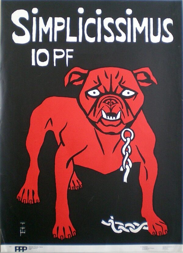 POSTER VINTAGE ORIGINALE ANNI SETTANTA '70 OTTANTA'80 T.T. HEINE SIMPLICISSIMUS